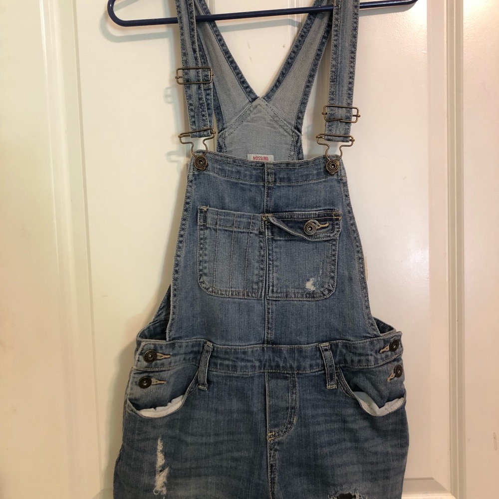 Distressed Denim Overalls